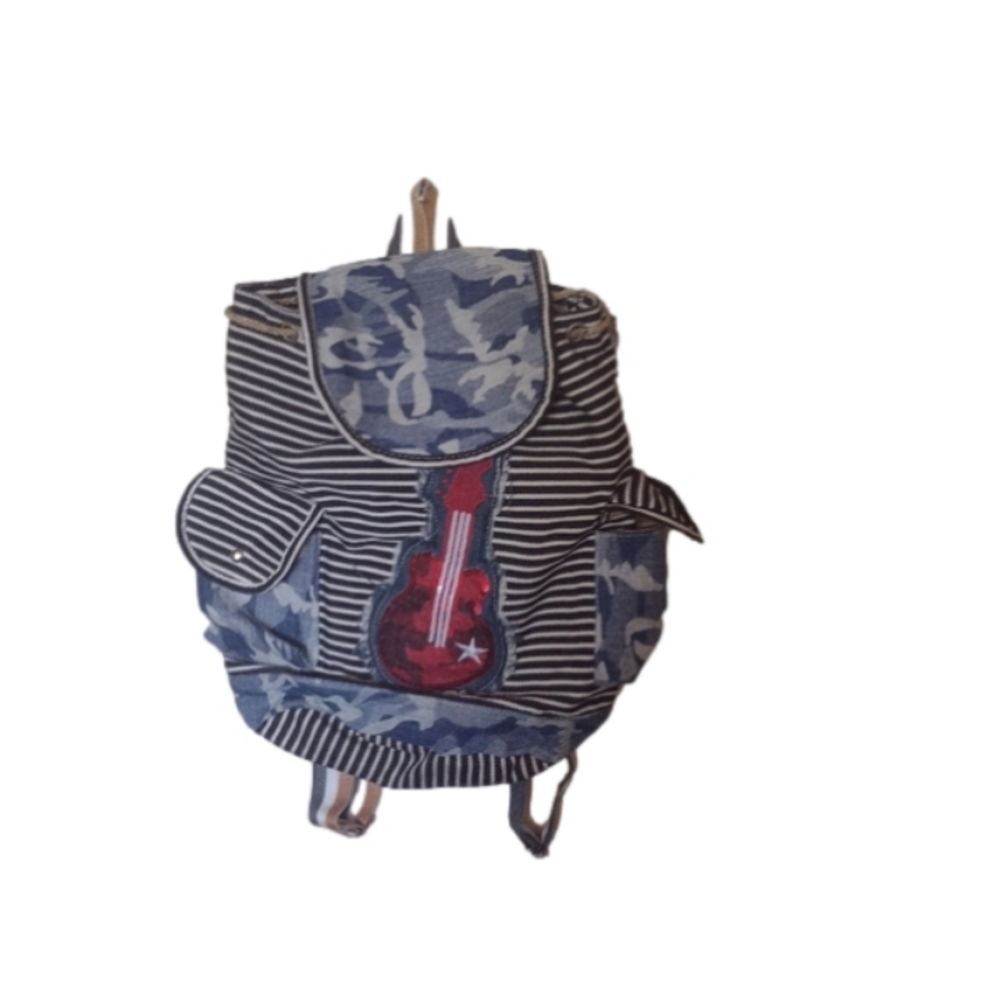 Blue Camo and Stripes Guitar Backpack